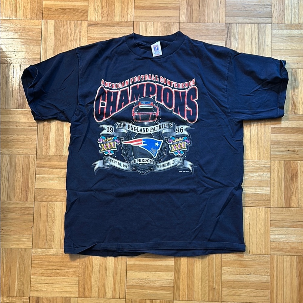 VINTAGE 1996/1997 NEW ENGLAND PATRIOTS AFC CHAMPS SHIRT SZ XL